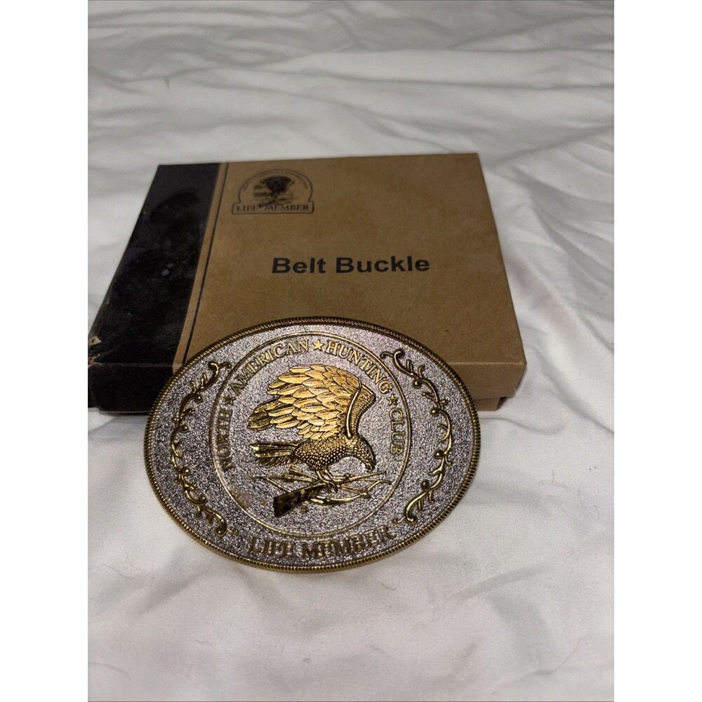 Vintage North American Hunting Club Life Member Gold/Silver Belt Buckle-Eagle